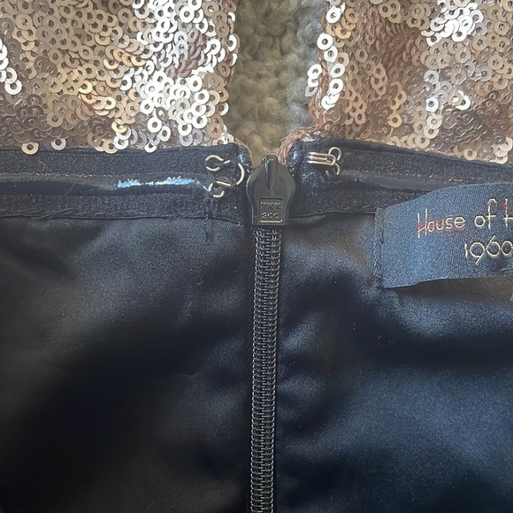 HOUSE OF HARLOW 1960 x REVOLVE metallic sequin rose gold dress size small - Picture 9 of 10